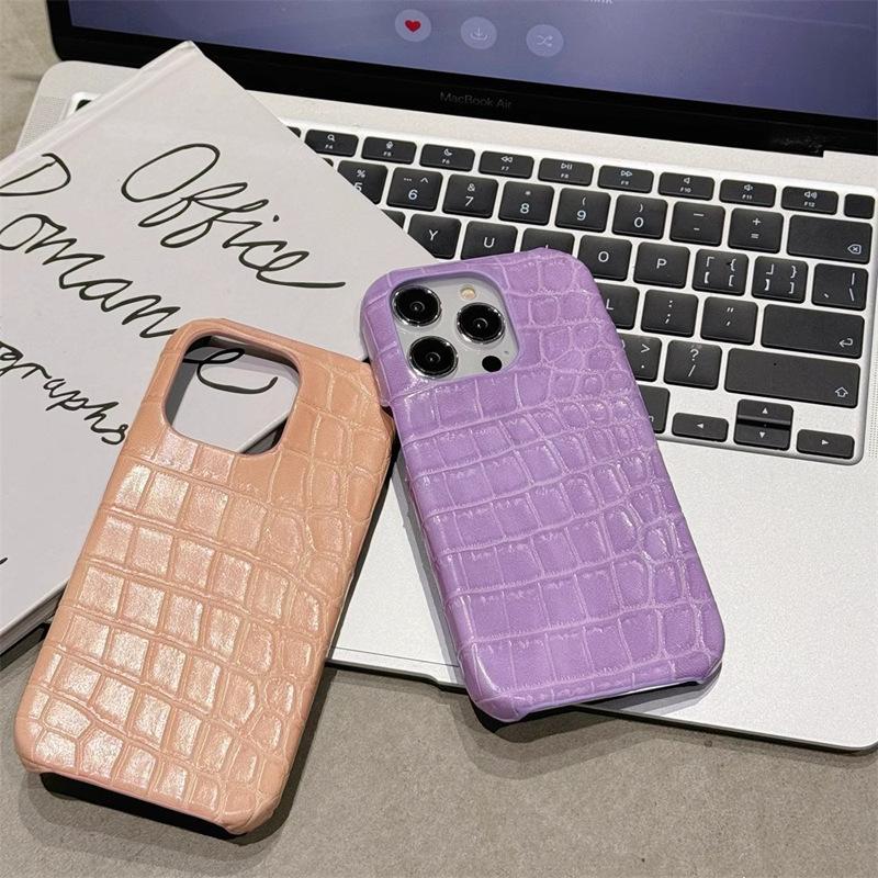 Suitable for Apple 16promax Phone Case, Crocodile Pattern IPhone15 Creative 14pm Shockproof 13 Men's and 12 Women's Leather Cases