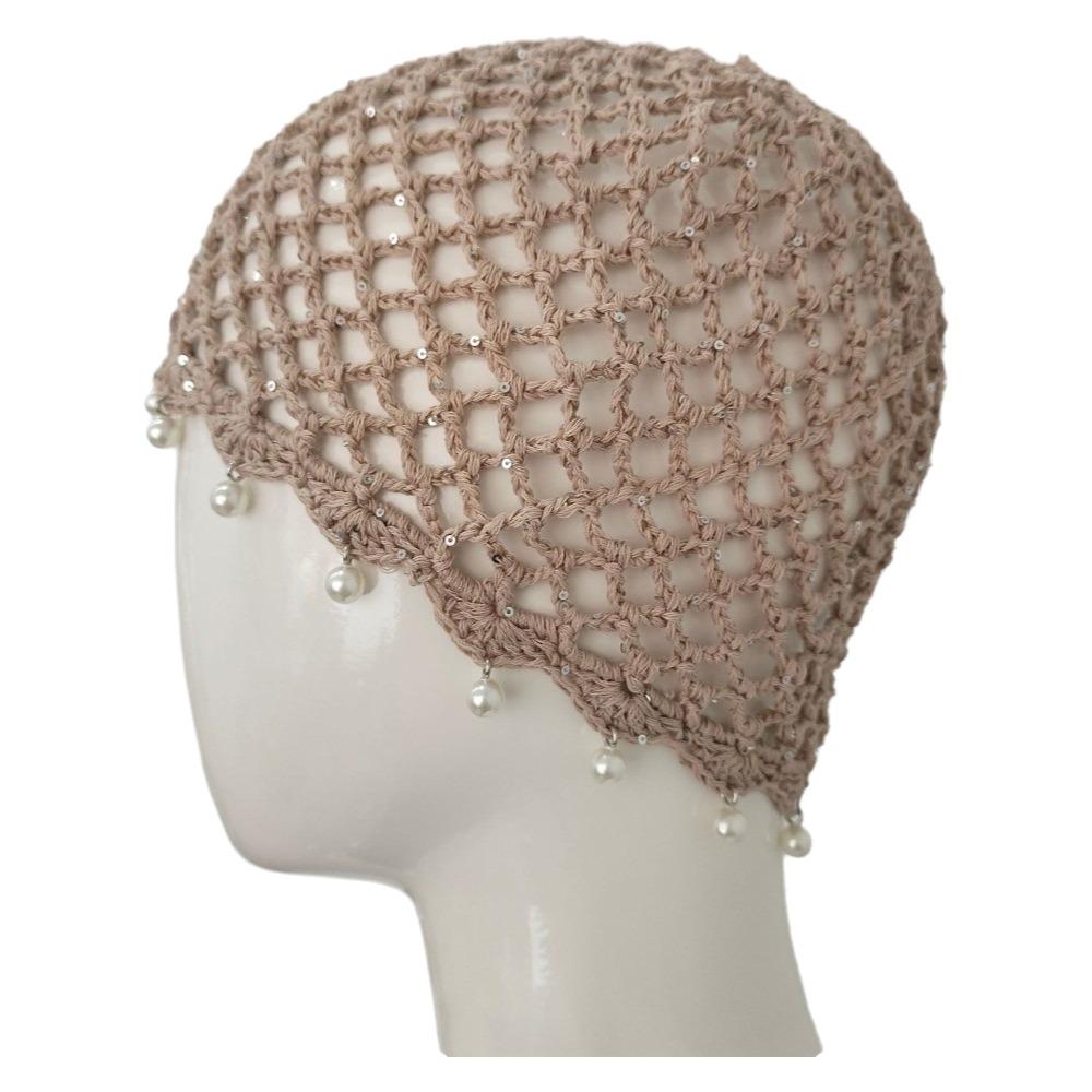 

Beads Tassels Knit Beanies Hollow Out Ethnic Style Hat Casual Crochet Hollow Knitted Hat Outdoor кавовий