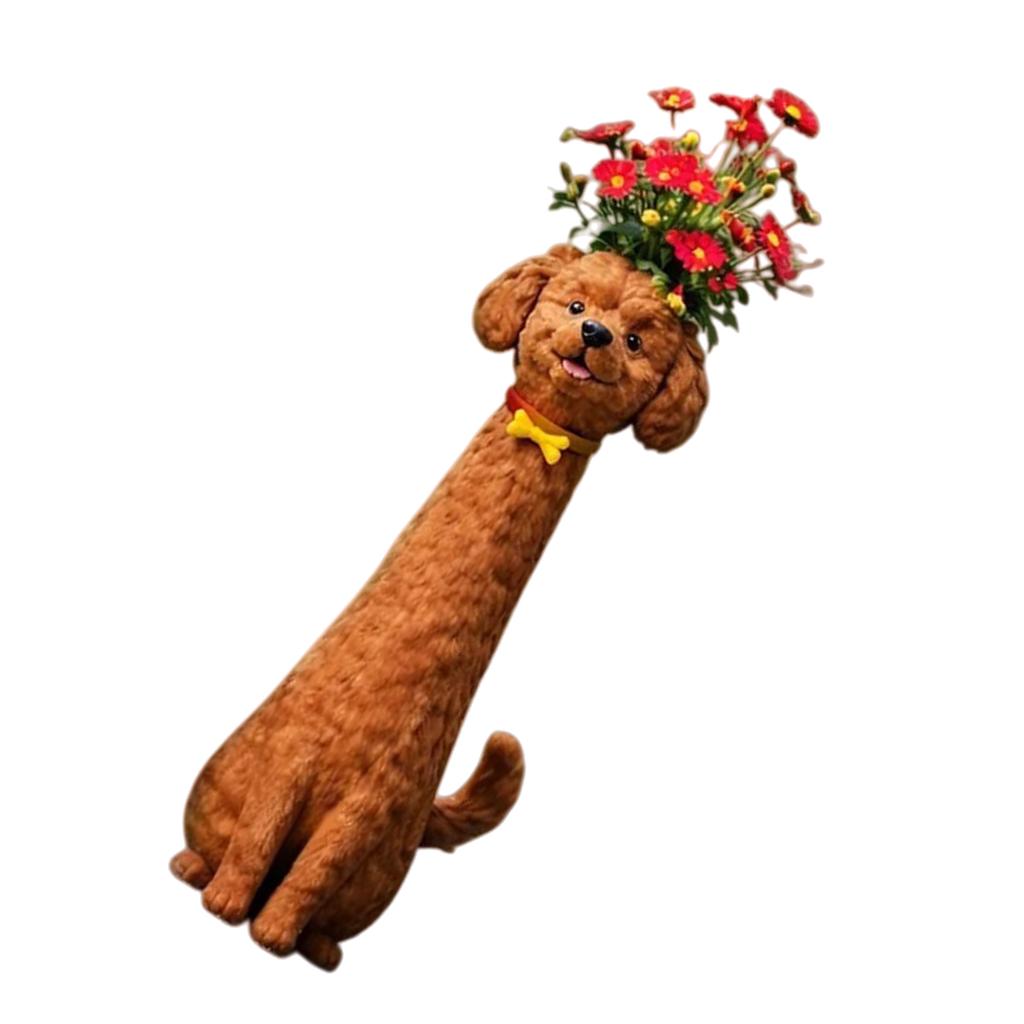 Whimsical Resin Dog Flower Vase Creative Ornament Cute Dog Shaped Flower Vase for Living Room Office Study Home Decoration