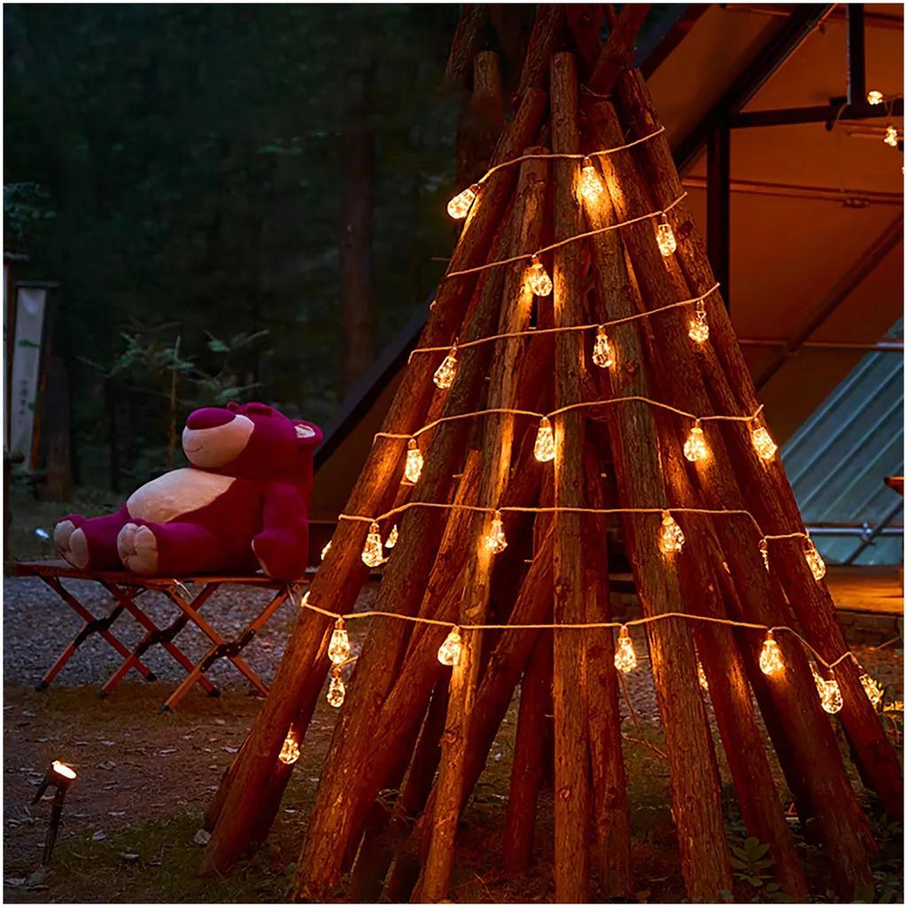 Solar Powered Outdoor String Light 7m 16 Bulb Waterproof Garden Lamp for Patio Fence Path Yard Porch Railing Bar Halloween