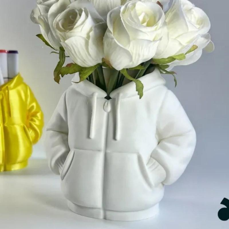 Stylish Hoodie Jackets Shape Vases Home Decors For Dried Or Artificial Flower Arrangements Pen Holder Cup Modern Gift