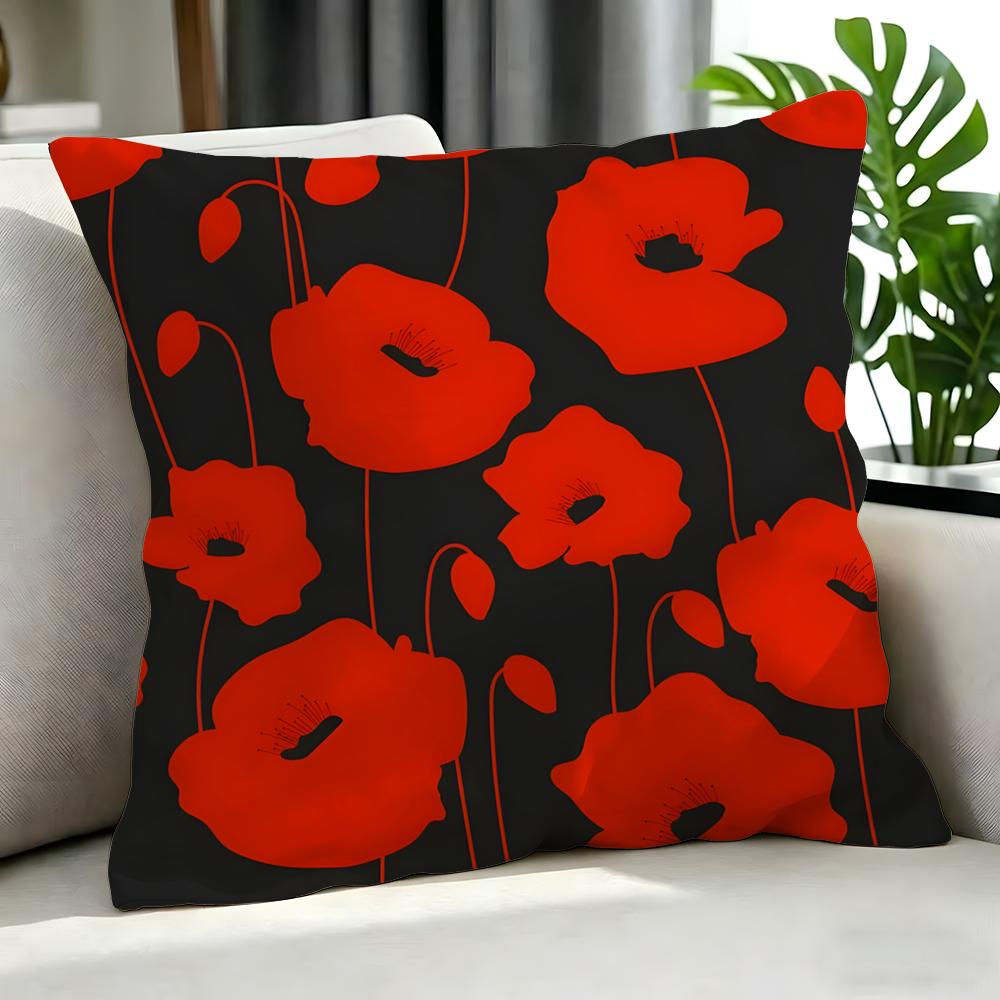 Art PPoppy Patterned Cushion Cover Cushion Cover Set Pcs x x x Pillowcase Decorative Sofa Home Decor