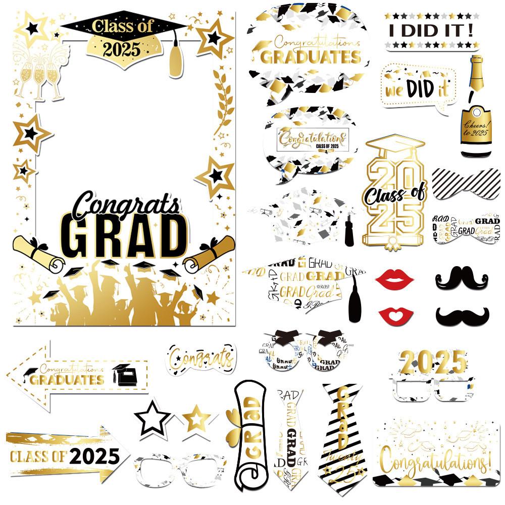 Theme Season Graduation Bachelor Hat Pattern Handheld Photo Frame Prop Photo