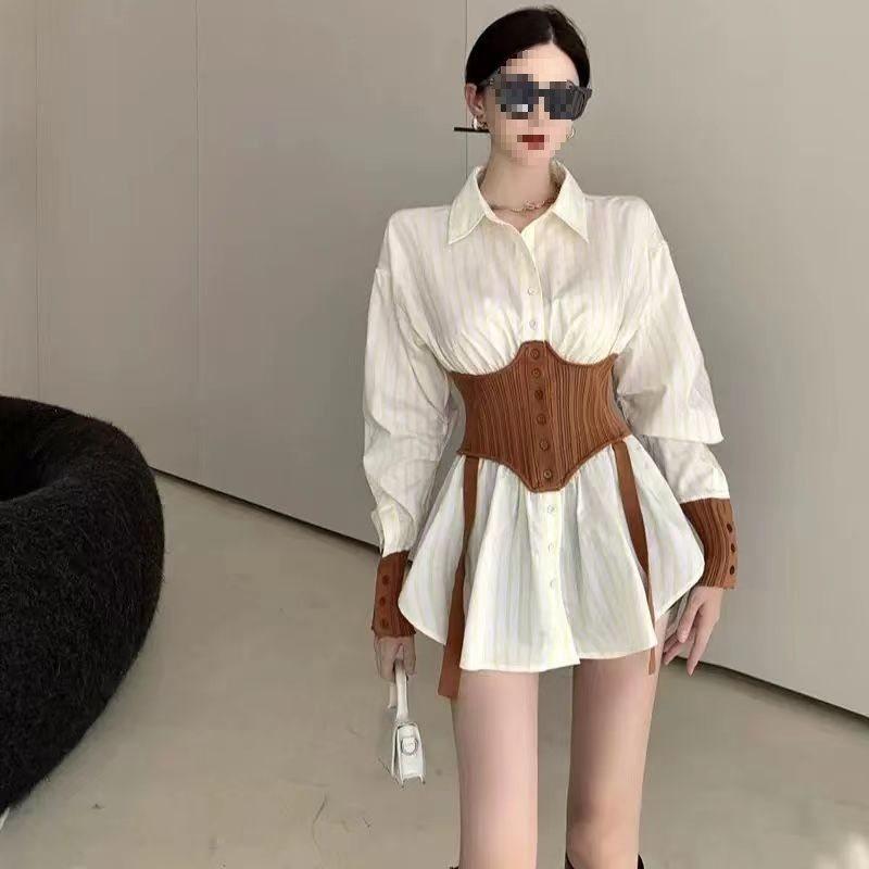 French Style Oversized Shirt With 3d Effect And Polo Collar For Women Spring Casual Wear