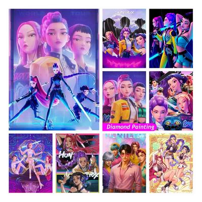 Kpop Demon-Hunters Anime Diamond Painting 5d Diy Rumi Mira Zoey Cartoon Girl Cross Stitch Pattern Mosaic Home Decor