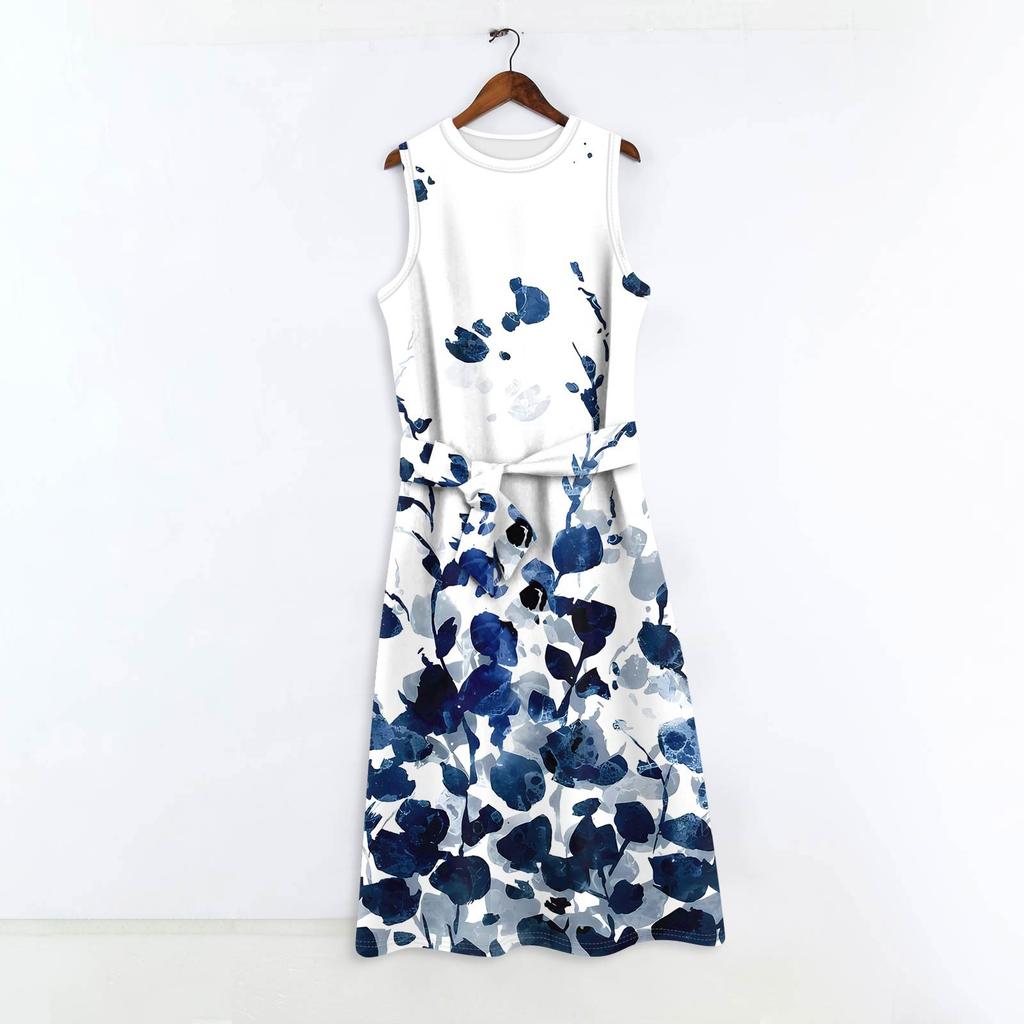 Sleeveless  Boho Dress For Women Casual Loose Fit Summer Sundress Print Dress