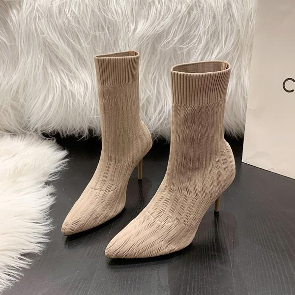 Fashion Lady Boots Sock Shoes Stockings Ankle Large Size High Heel Pointy Pointed Toe Thin Boots Socks Heels Women's Low Shoes Stockings