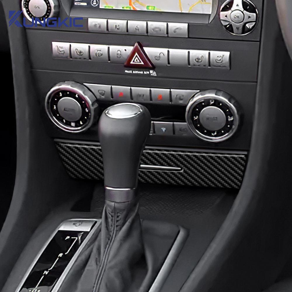 Car AC Storage Bottom Panel for Mercedes Benz SLK R171 2004 2005 2006 2007 2008 2009 2010 Real Soft Carbon Fiber Trim Sticker