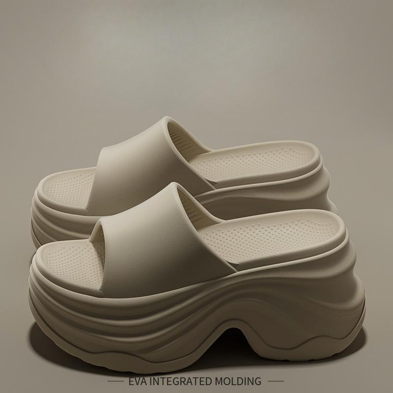 Solid Color EVA Platform Slippers Women Thick Sole Non Slip Beach Slides Sandals Lady Summer Soft Sole Wedge Heel