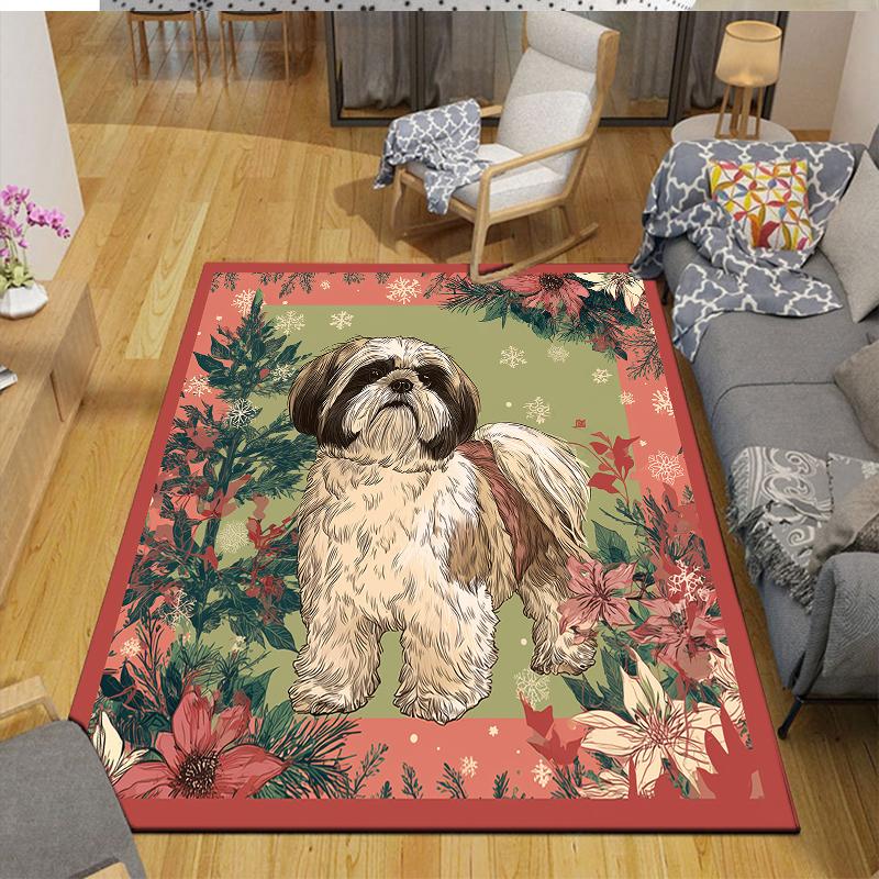 Christmas Dog Home Sofa Decoration for Living Room & Bedroom, Non‑Slip Play Flannel Floor Mat for Game Room