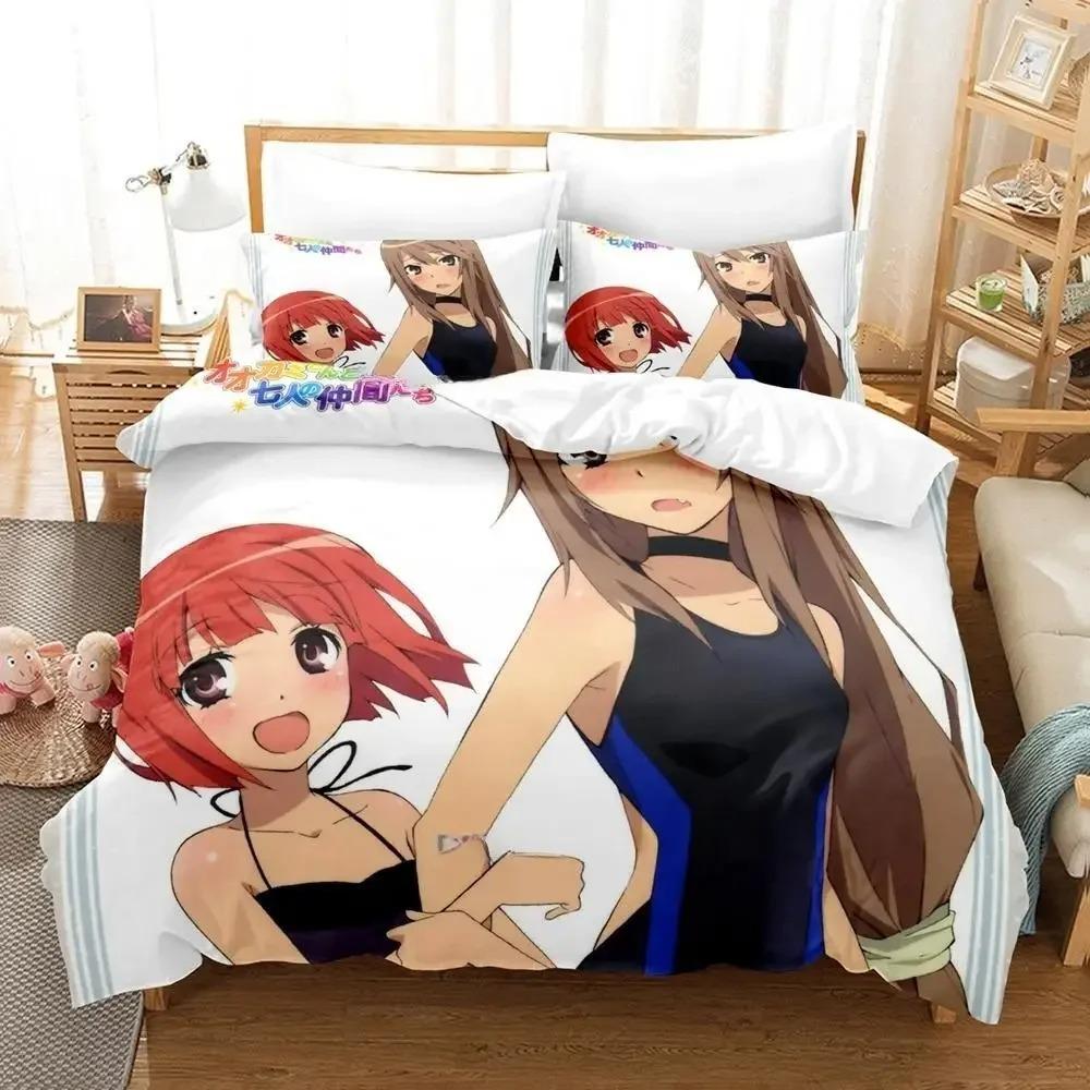 Ookami-san To Shichinin No Nakama-tachi Sängkläder Set Enkel Tvilling Full Queen King Size Sängset Vuxen Barn Sovrum Påslakan Set
