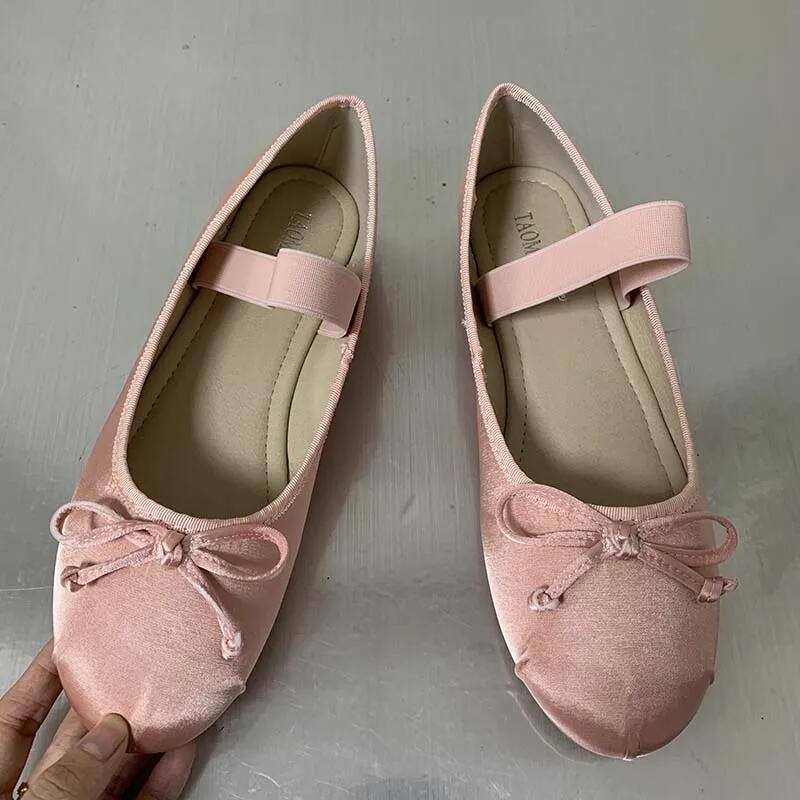 Fashion 2024 Ladies Ballet Flats Women Lolita Shoes Casual Footwear New In Fashion Round Toe Elegant Butterfly-knot Female Flats Shoes