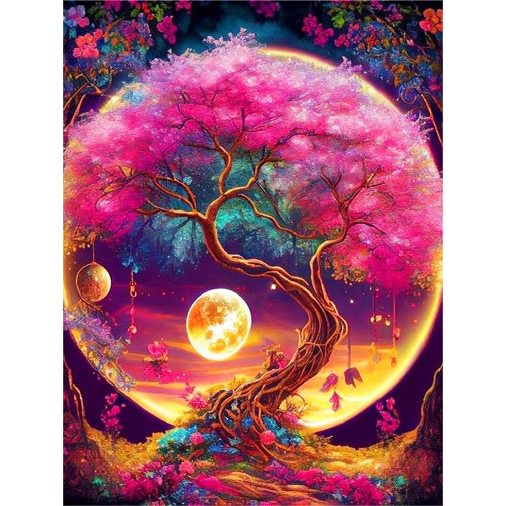5D Diy Diamond Painting Fantasy Moon Tree Landscape Full Drill Rhinestones Mosaic Embroidery Handmade Products Home Decor Gift