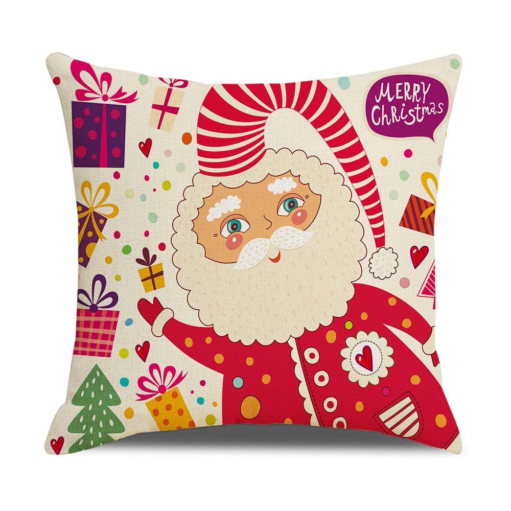 Home Christmas Decorative Pillowcase Bedroom Living Room Sofa Cushion Cover Santa Claus Elk Dwarf Printed