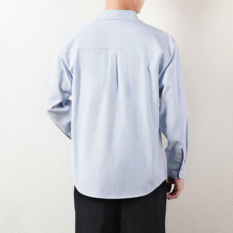 Spring and Autumn New Striped Shirt Long-sleeved Men's Hong Kong Style Korean Style Loose Trendy Shirt