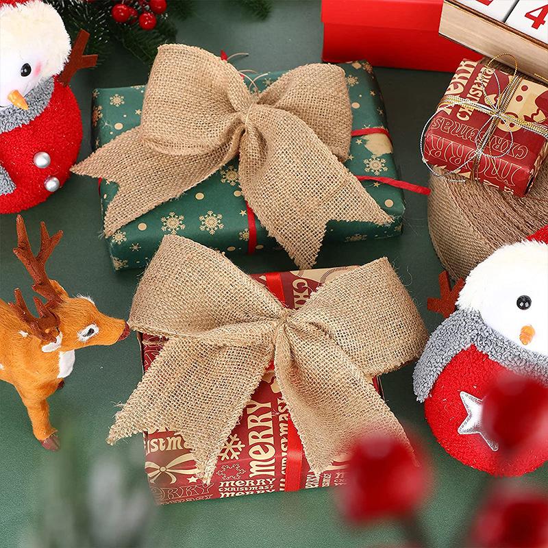 Primary Color Huangya Pure Linen Roll Silk Webbing Hemp Rope Handmade Diy Christmas Decorative Bow Fabric Sisal