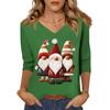 3/4 Sleeve Shirts For Women Print Christmas Tees Blouses Casual Plus Size Basic Tops Pullover