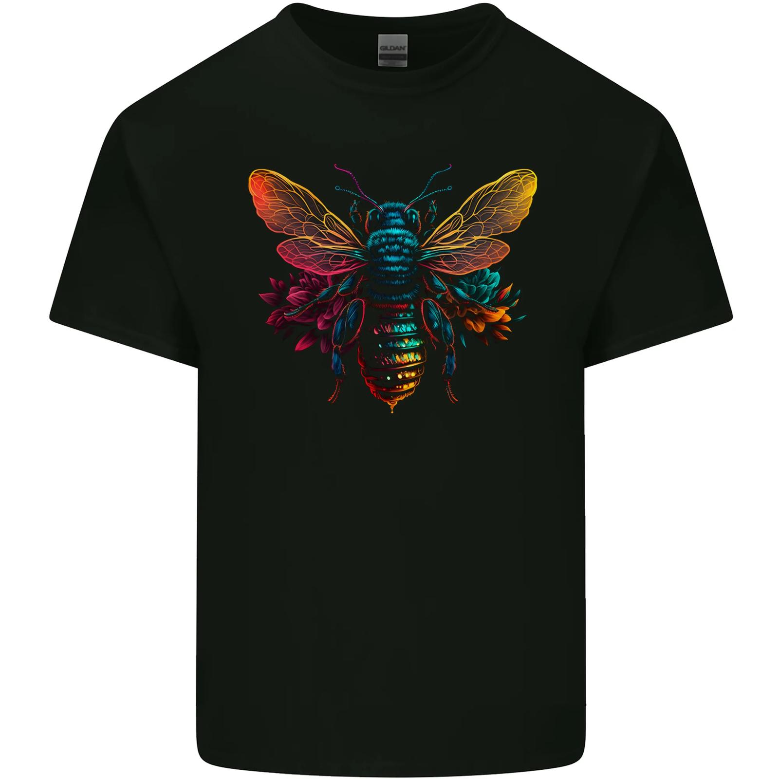 A Retrowave Bee Mens Cotton T-Shirt Tee Top XL