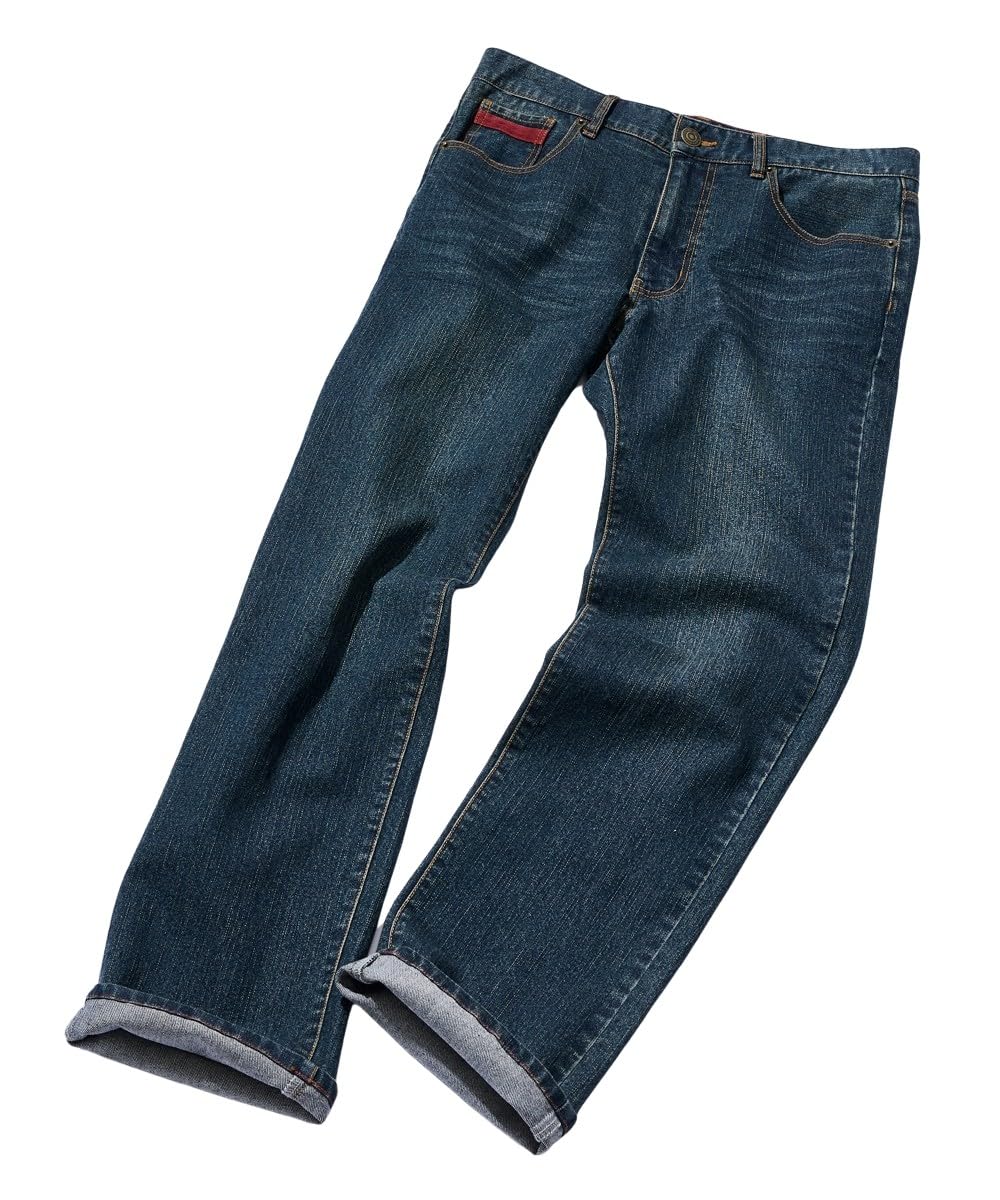 

Джинсы Nissen Vintage Stretch Regular Straight Long в перекрашенном темно-синем цвете с красной строчкой, размер 105, мужские,