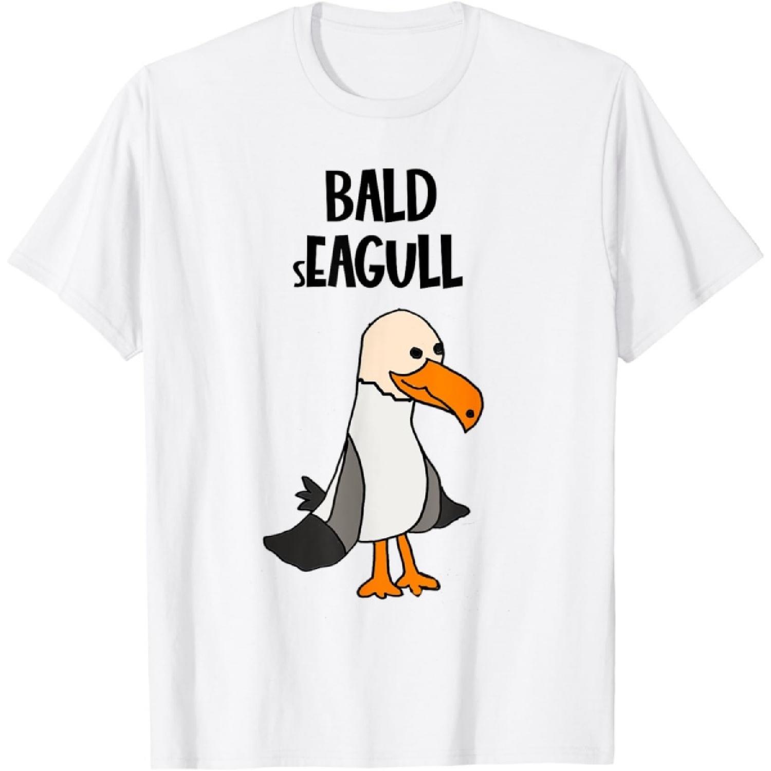 Funny Bald Seagull Bald Eagle Beach Pun T-Shirt S
