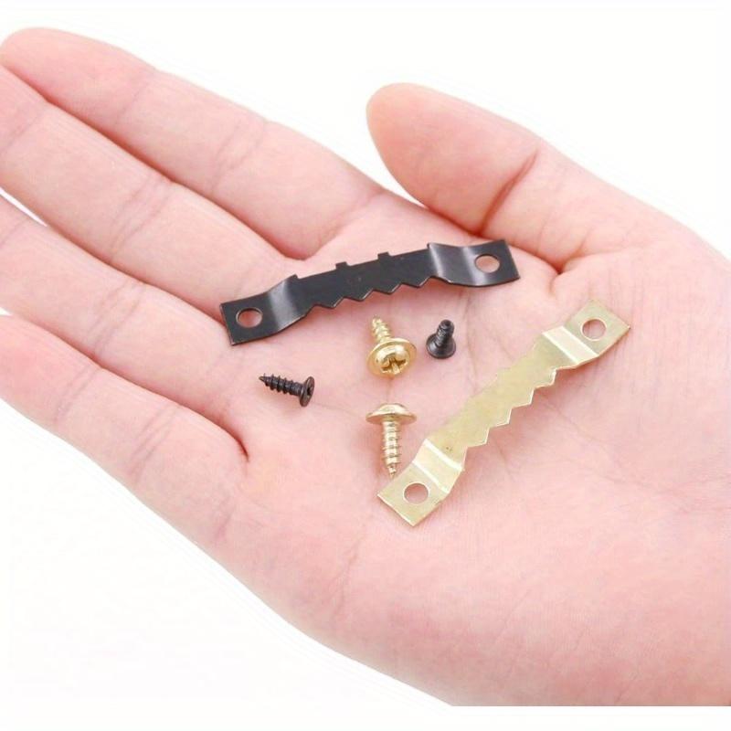 120 Sets Double-sided Serrated Hook Double-hole Hardware Picture Frame Hook Flat Head Screw Sleeve Box