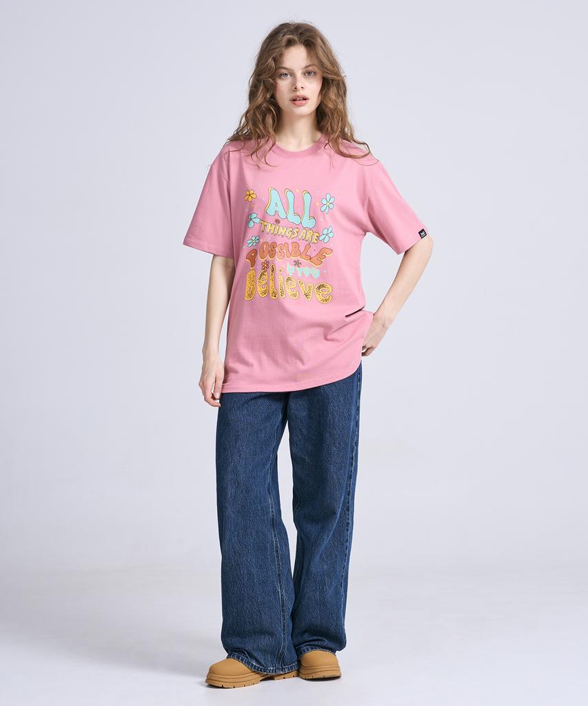 Osillos C81 Color Doodling Oversized Short Sleeve T-Shirt_Indie Pink