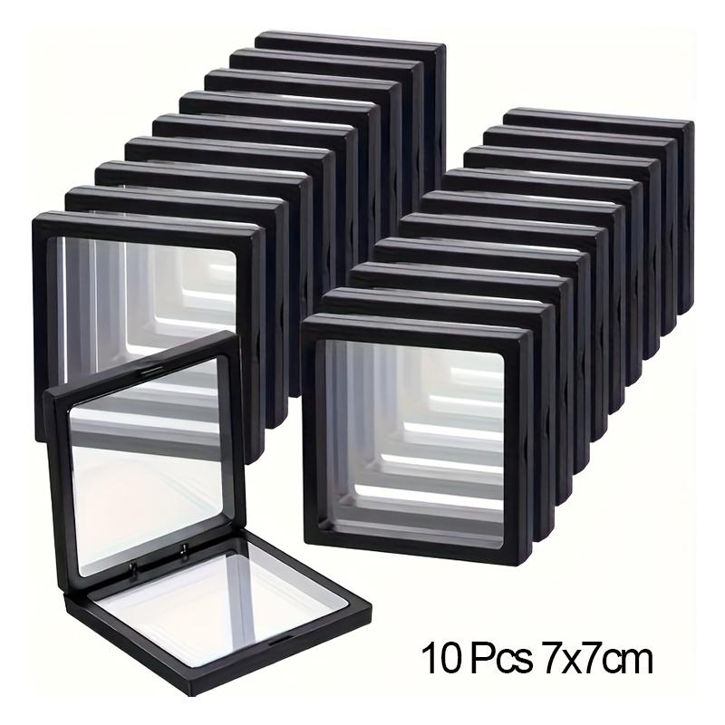 10Pcs Floating Display Case Jewelry Storage Box Holder Stands Transparent Frame Gift Box Dustproof Stackable Coin Medals