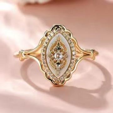 Hot Sale Horse Eye Design White Diamond Simple Lace Ring Light Luxury Premium Versatile Hot Sale