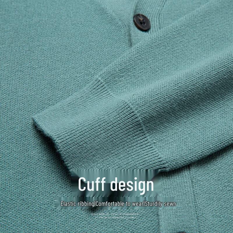 Hengyuanxiang Men's Pure Color V-Neck Knit Cardigan