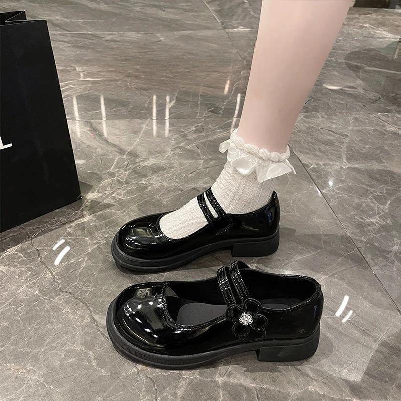 Fashion Woman Pumps Gothic Mary Jane Shoes for Women Moccasins Loafers Japanese Style Lolita Round Toe Slip On 2025 Trend 39 Chic Point