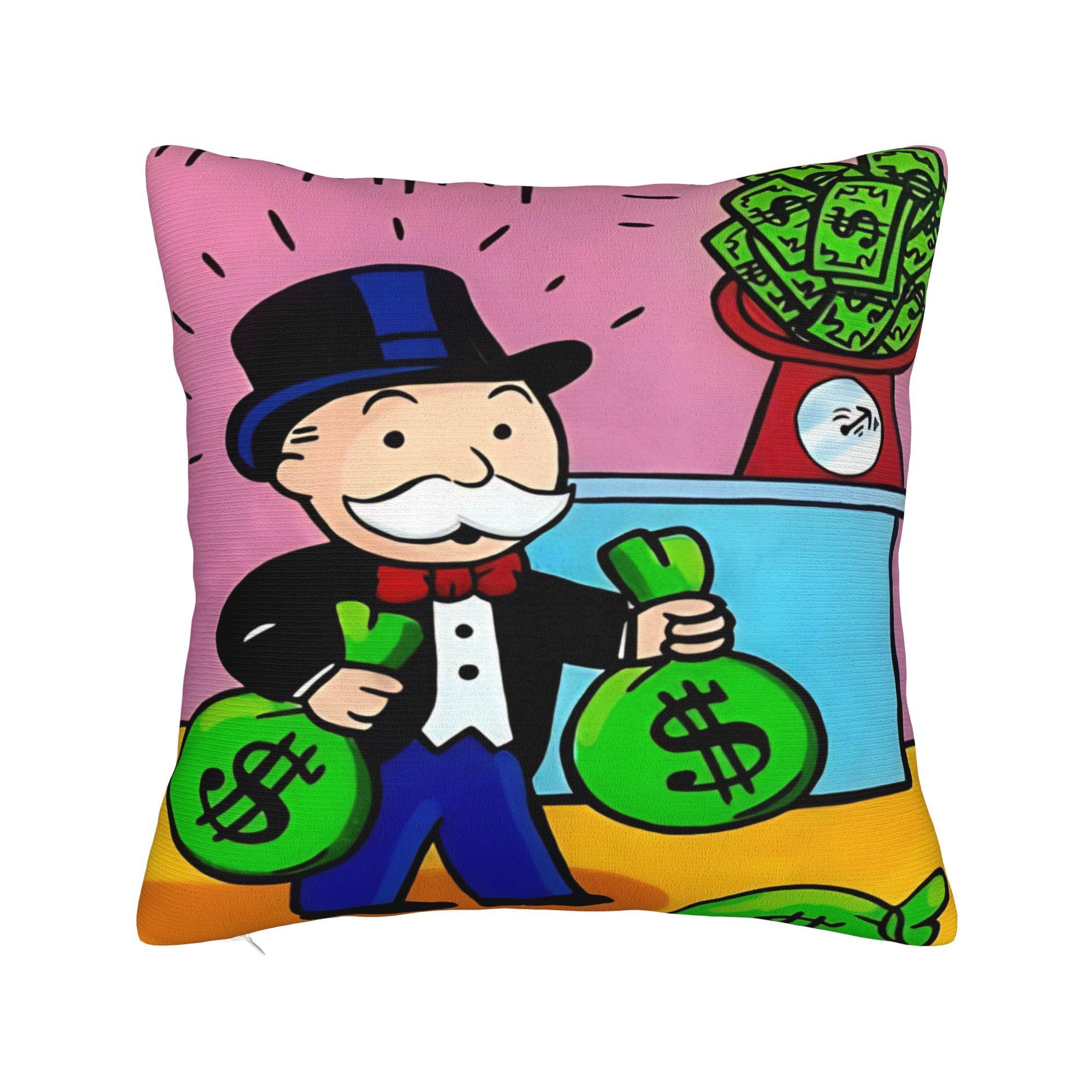 

Monopolyes money game Printing Pillowcase Cushion Cover Throw Pillow Cover New Style Living Room Decor Zippered Multi Size 12x12in 30X30cm