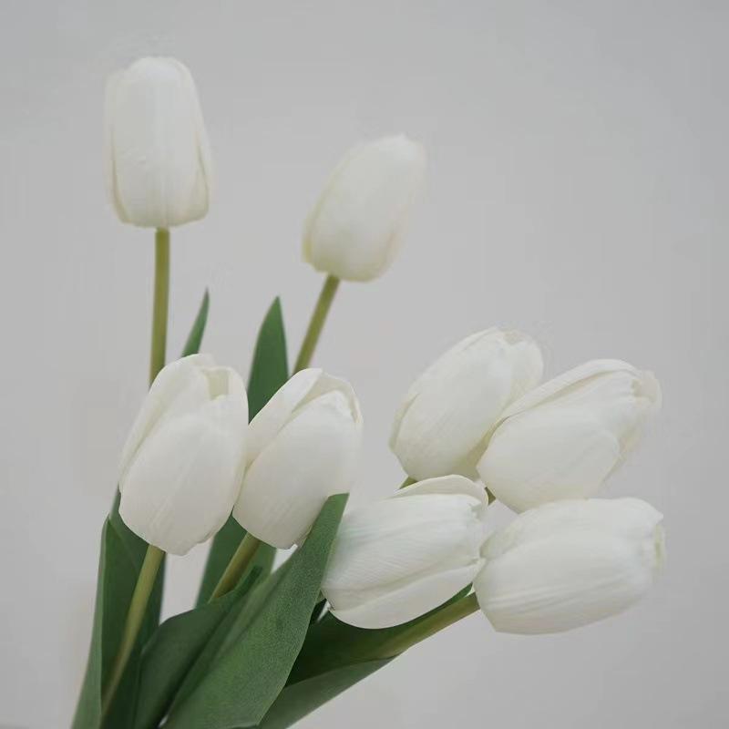 Hanyang Moisturizing Feel Artificial Tulip Flower for Decoration, Living Room or Photography, Pink and White