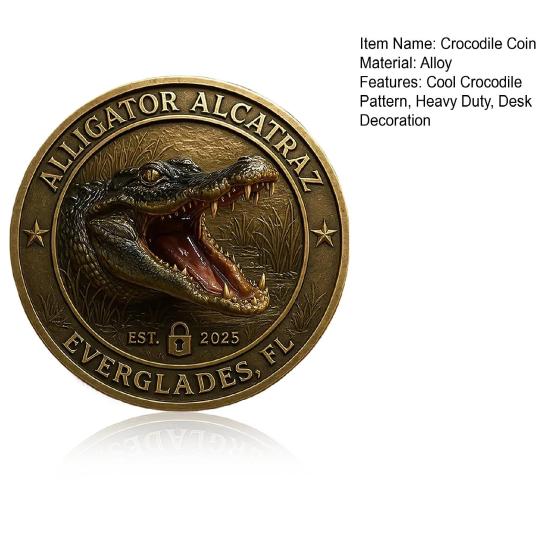 Crocodile Challenge Coin Heavy Duty Alloy Carved Crocodile Souvenir Coin