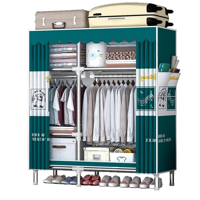 Sturdy All-Steel Cloth Wardrobe: Durable Bedroom Storage Cabinet for Easy Assembly