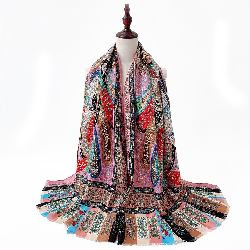 Bohe Style Cashew Floral Print Women'S Shawl Scarf Breathable Thin Travel Beach Scarves Ethnic Shawls Vintage Bandana Stoles