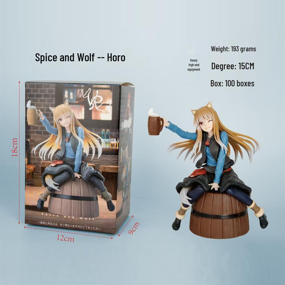 Spice and Wolf Holo Barrel Anime Figure: Beautiful Sitting Girl Car Decor