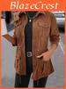 Lapel 2025 Autumn Womens Corduroy Jacket European American Slim Fit Workwear Trend