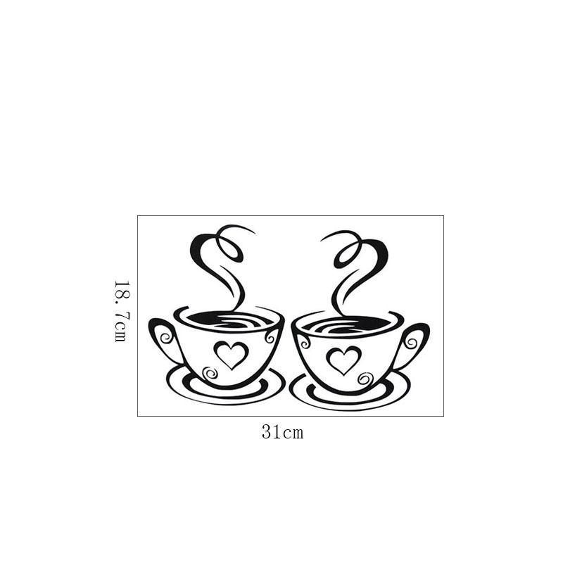 Coffee Cup Wall Sticker Creative Kitchen Decor Background Removable Self-Adhesive Wall Decal
