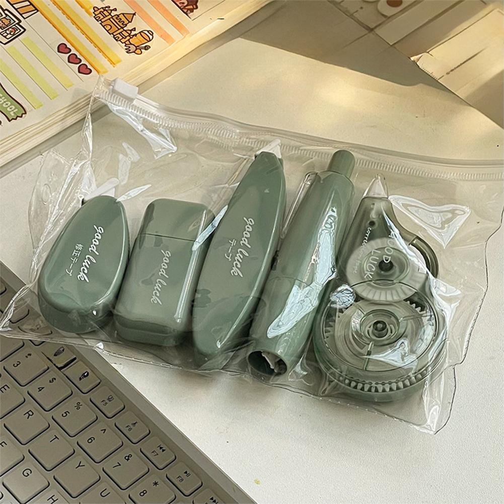 

5Pcs/Set Solid Color Simple Correction Tape Creative Correction Belt Students Stationery Office Supplies зелёный