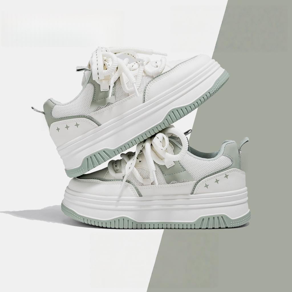 Student Versatile Platform White Shoes Women's 2025 Summer New Popular Mesh Breathable Board Shoes Casual Campus Women's Shoes