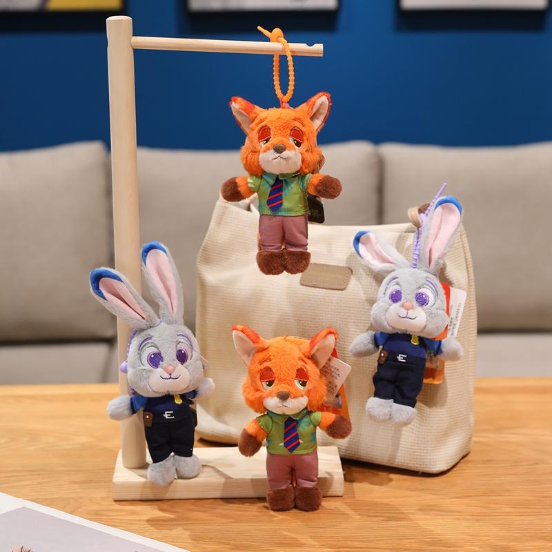 Disney Zootopia Pluszowa Zabawka Wisiorek Nick Wilde Judith Laverne Hopps Pluszowa Lalka Breloczek Urok dla Pary Prezent Urodzinowy Świąteczny