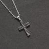 SN266 Hip Hop Cross Pendant Necklace with Crystal & Rhinestone  Stainless Steel Rope Chain Iced Out Design