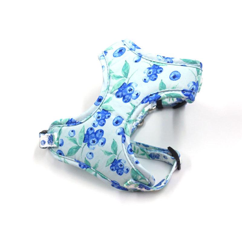 Blueberry Print Pet Harness Set with Collar, Leash, Bowtie, and Poop Bag Holder