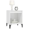 Table de chevet - Maison Exclusive - Blanc brillant - 40x35x50 cm - Bois d'ingénierie, métal