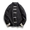Kragenschnallenjacke Orientalisches Kung-Fu-Hemd aus Baumwolle für Herren, Freizeithemd, Stehkragen, Langarmshirts, traditioneller chinesischer Retro-Mantel