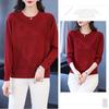 Women's Thin Crew Neck Knit Sweater Spring and Autumn Loose Solid Color Knit Pullover Top