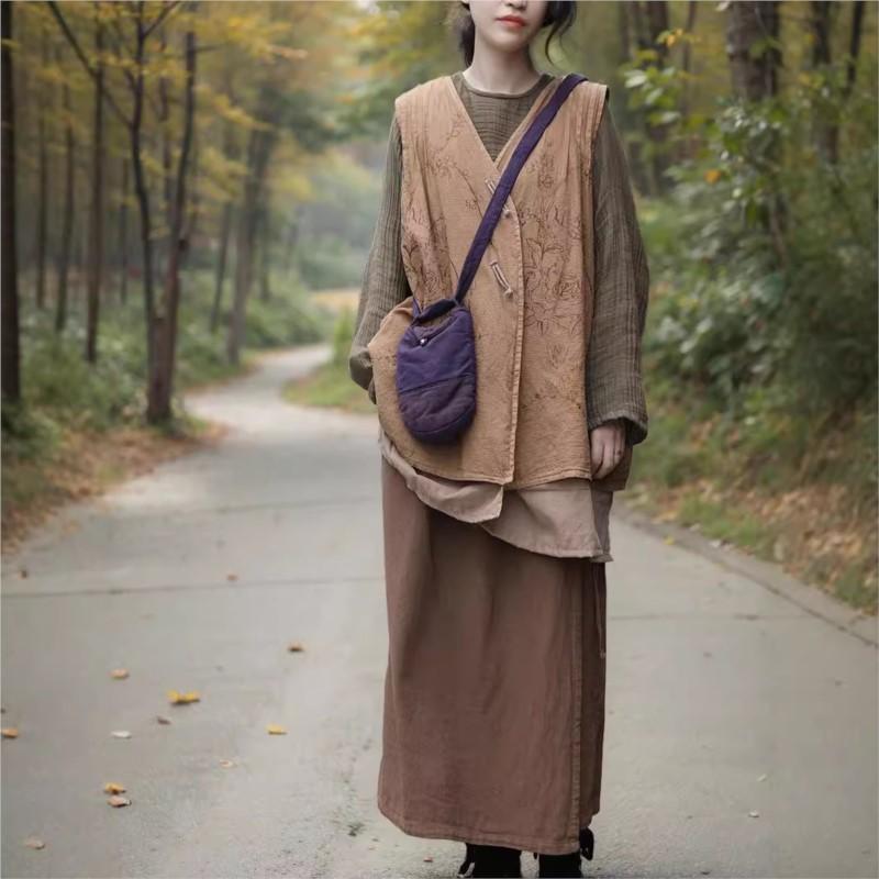 Johnature Solid Color Splicing Long Sleeves O-Neck T-Shirt Woman Autumn Fashion Vintage Style Loose T-Shirt