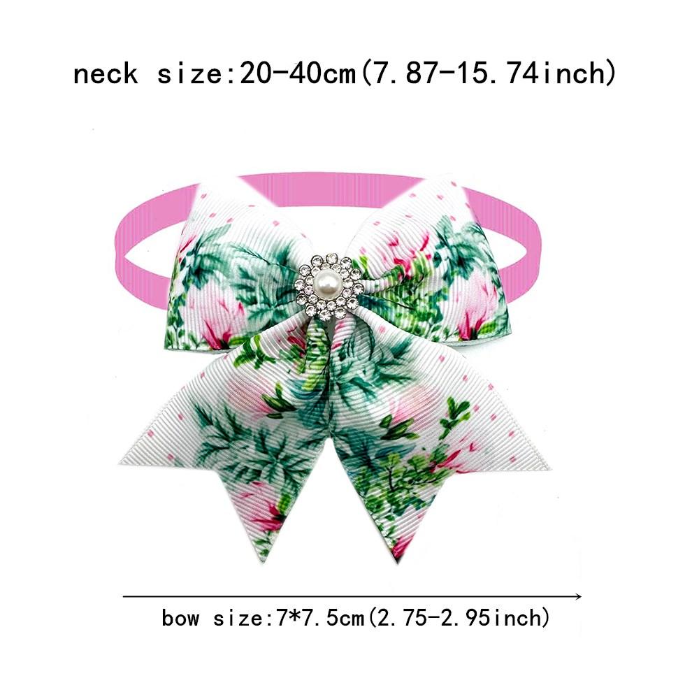 50/100pcs Dog Bow Tie Spring Flowers Style Dog Bowties Neckties Collar Pet Supplies Pet Grooming Accessories for Small Dog Cat