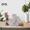 Buongiorno Pollo Figurina Resina Seduta Sdraiata Gallina Statua Scultura Casa Ufficio Scrivania Libreria Decorazione Ornamento Festival Regalo