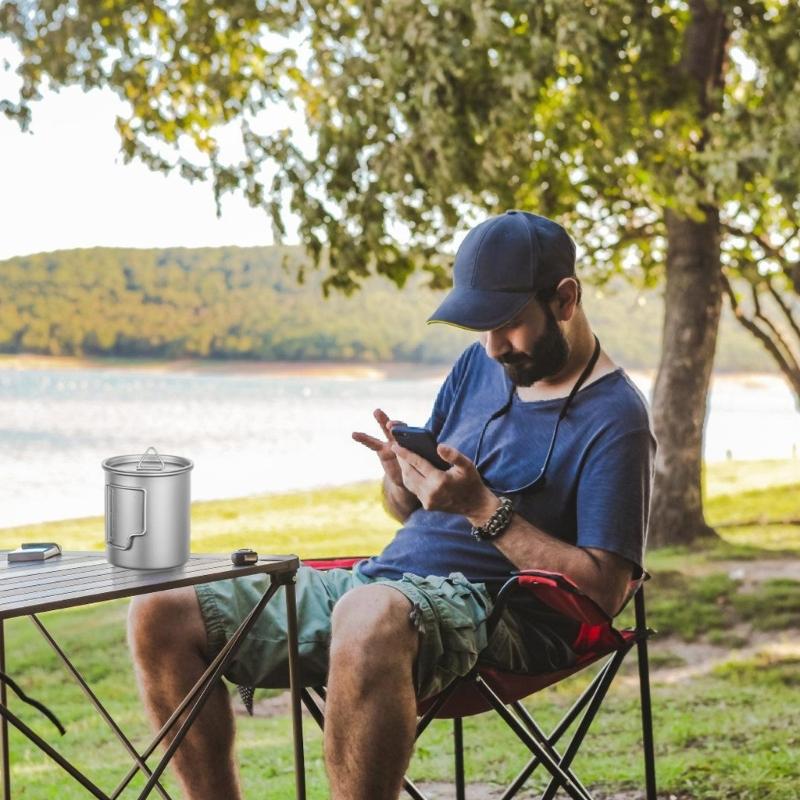 Tragbare Campingbecher mit Deckel und klappbarem Griff Rucksack-Kaffeebecher zum Wandern und Rucksackwandern